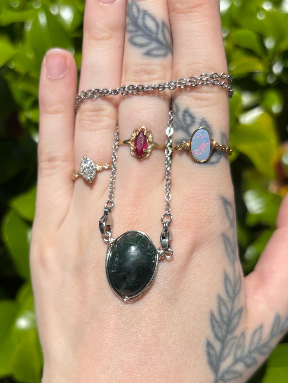 Moss agate interchangeable necklace